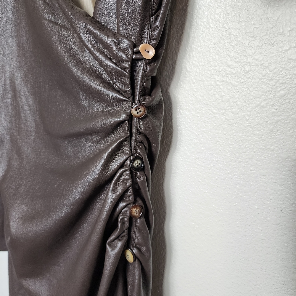 Nanushka Faux Leather Moha Mini Dress In Brown Size XS - Picture 7 of 15